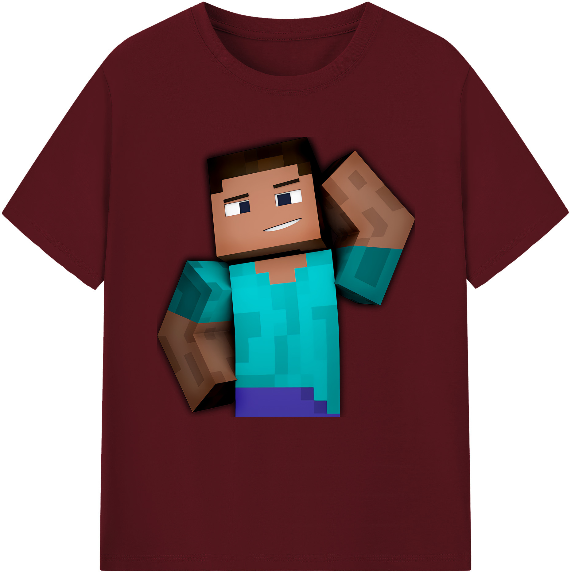 （画像用） マインクラフト ブロックの世界 Minecraft MC Block world 綿100％半袖Tシャツ（フロントプリント）